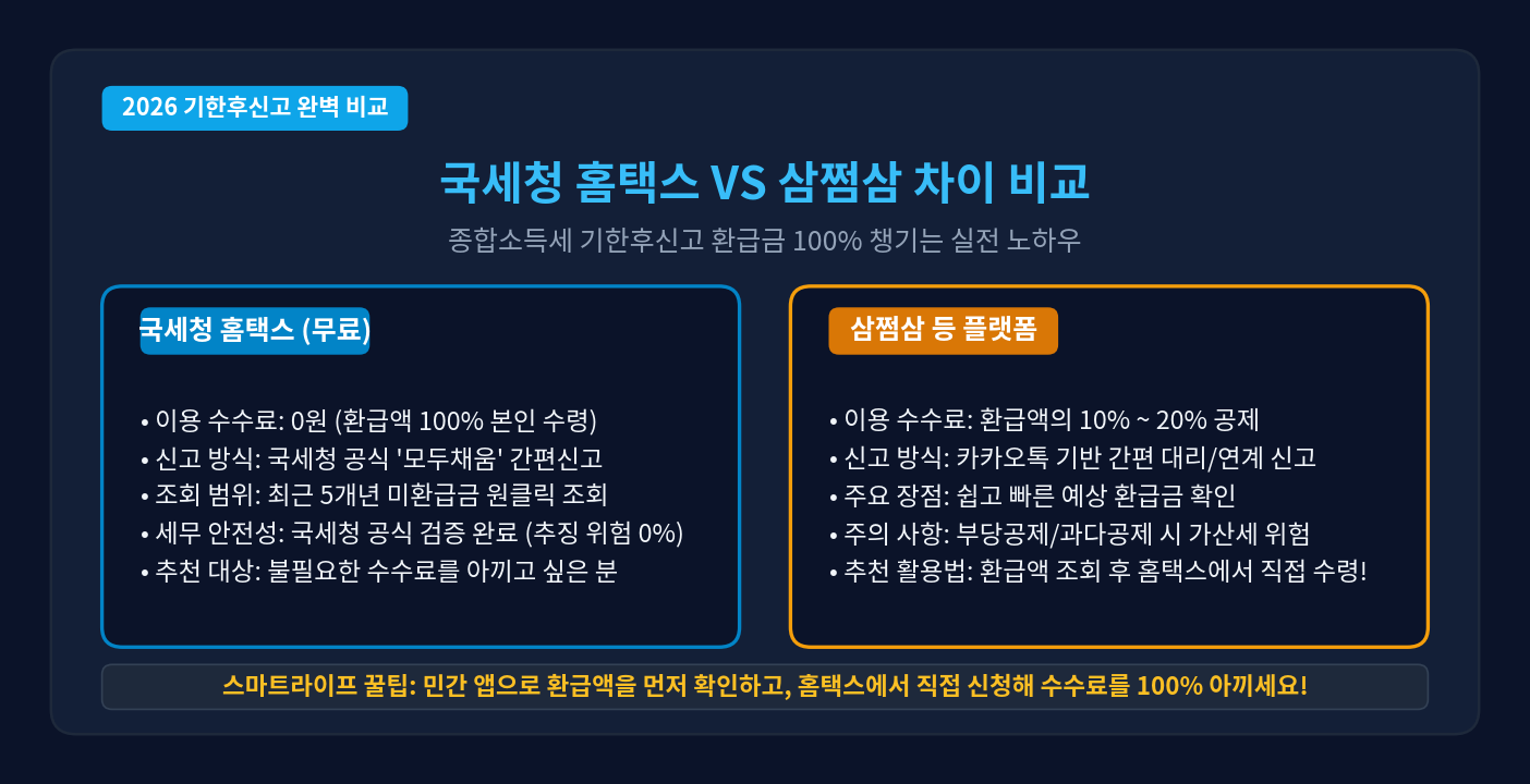 국세청 홈택스 vs 삼쩜삼 차이 비교 및 종합소득세 기한후신고 안내